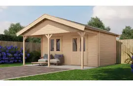 Lugarde Select Blokhut met overkapping Heerde 500x300cm + 200cm - Onbehandeld