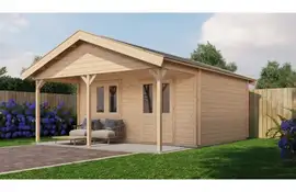 Lugarde Select Blokhut met overkapping Bennekom 500x400cm + 200cm - Onbehandeld