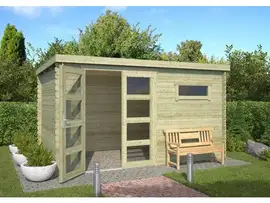 Outdoor Life Products | Tuinhuis Timian 380 x 230 | Geïmpregneerd | Olijfgroen