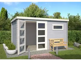 Outdoor Life Products | Tuinhuis Timian 380 x 230 | Gecoat | Platinum Grey-Wit