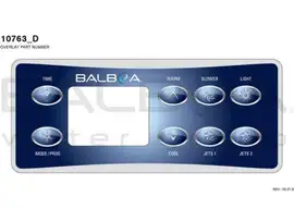 Balboa | Top Side Panel VL801D - Time, Mode/Prog, Warm, Cool, Blower, Jets 1, Light, Jets 2