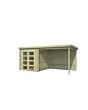 Outdoor Life Products | Tuinhuis met Overkapping Helena 472 x 230 | Geïmpregneerd | Olijfgroen
