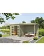 Outdoor Life Products | Tuinhuis met Overkapping Helena 472 x 230 | Geïmpregneerd | Olijfgroen