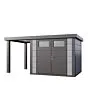 Telluria | Tuinhuis Classico 2724 met Overkapping Open Lounge Small | Links | Lichtgrijs