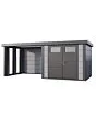 Telluria | Tuinhuis Classico 2724 met Overkapping Lounge Small met Ramen | Links | Lichtgrijs