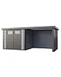 Telluria | Tuinhuis Classico 2724 met Overkapping Lounge Small met Ramen | Rechts | Lichtgrijs
