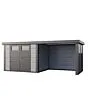 Telluria | Tuinhuis Classico 3024 met Overkapping Lounge Small met Ramen | Rechts | Lichtgrijs