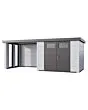 Telluria | Tuinhuis Classico 3024 met Overkapping Lounge Small met Ramen | Links | Wit