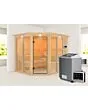 Karibu | Ainur 3 Sauna met Dakkraag | Biokachel 9 kW Externe Bediening