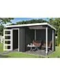 Outdoor Life Products | Tuinhuis met Overkapping Jelle 370 x 175 | Gecoat | Carbon Grey-Wit