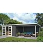 Outdoor Life Products | Tuinhuis met Overkapping Olenka 710 x 330 | Gecoat | Carbon Grey-Wit