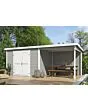 Outdoor Life Products | Tuinhuis Kjeld 550 x 250 | Gecoat | Platinum Grey-Wit