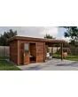 Lugarde Select Modern | Tuinhuis Nunspeet met Veranda Rechts 300 + 300 x 300 | Bruin Geolied