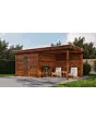 Lugarde Select Modern | Tuinhuis Nunspeet met Veranda Rechts 300 + 300 x 300 | Bruin Geolied