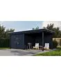 Lugarde Select Modern | Tuinhuis Nunspeet met Veranda Rechts 300 + 300 x 300 | Zwart Geolied