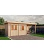 Lugarde Select Modern | Tuinhuis Neerkant met Veranda Rechts 388 + 300 x 250 | Onbehandeld