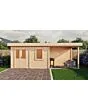 Lugarde Select Modern | Tuinhuis Neerkant met Veranda Rechts 388 + 300 x 250 | Onbehandeld