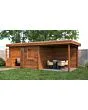 Lugarde Select Modern | Tuinhuis Emmen met Veranda Rechts 388 + 300 x 300 | Bruin Geolied
