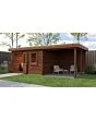 Lugarde Select Modern | Tuinhuis Almere met Veranda Rechts 388 + 300 x 388 | Bruin Geolied