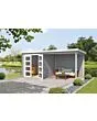 Outdoor Life Products | Tuinhuis met Overkapping Helena 472 x 230 | Gecoat | Platinum Grey-Wit