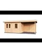 Lugarde Select Modern | Tuinhuis Emmen met Veranda Rechts 388 + 300 x 300 | Bruin Geolied