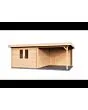 Lugarde Select | Tuinhuis Tiel met Overkapping Rechts 300 + 300 x 400 | Keteldruk Bruin