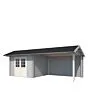 Outdoor Life Products | Tuinhuis met Overkapping Maribel 680 x 300 | Gecoat | Platinum Grey-Wit