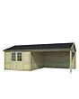 Outdoor Life Products | Tuinhuis met Overkapping Octavio 681 x 380 | Geïmpregneerd | Olijfgroen