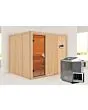 Karibu | Gobin Sauna | Bronzeglas Deur | Biokachel 9 kW Externe Bediening