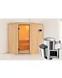 Karibu | Sauna Saja | Bronzeglas Deur | Biokachel 3,6 kW Externe Bediening