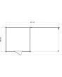 Lugarde Select | Tuinhuis Markelo met Overkapping Rechts 250 + 300 x 250 | Keteldruk Grijs