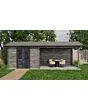 Lugarde Select | Tuinhuis Borne met Overkapping Rechts 300 + 400 x 250 | Keteldruk Grijs