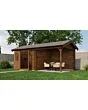 Lugarde Select | Tuinhuis Raalte met Overkapping Rechts 300 + 300 x 300 | Keteldruk Bruin