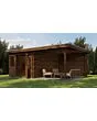 Lugarde Select | Tuinhuis Tiel met Overkapping Rechts 300 + 300 x 400 | Keteldruk Bruin