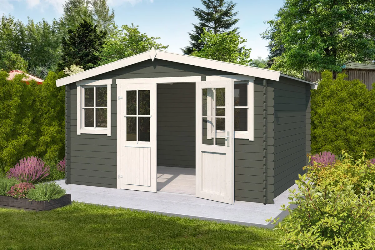 Outdoor Life Products | Tuinhuis Dallas 376 x 292 | Gecoat | Green Grey-Wit