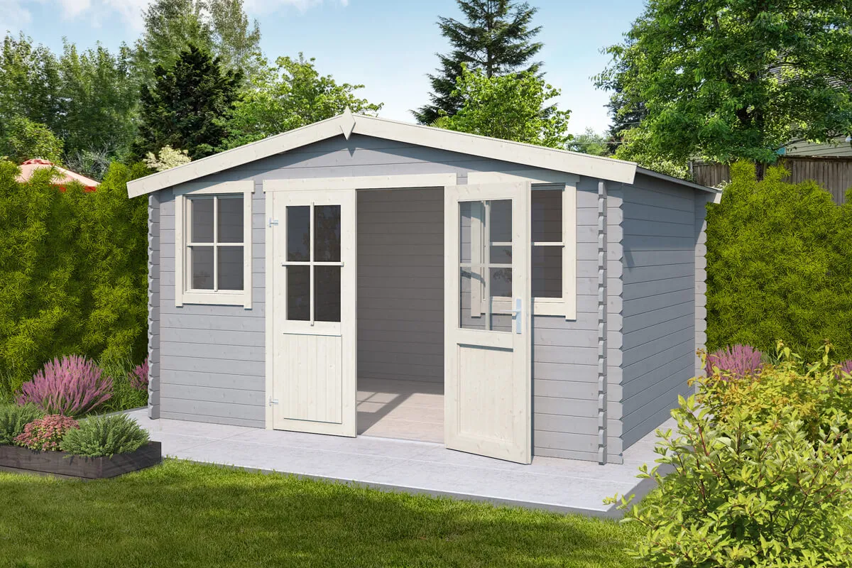 Platinum Outdoor Life Products | Tuinhuis Dallas 376 x 292 | Gecoat |  Grey-Wit