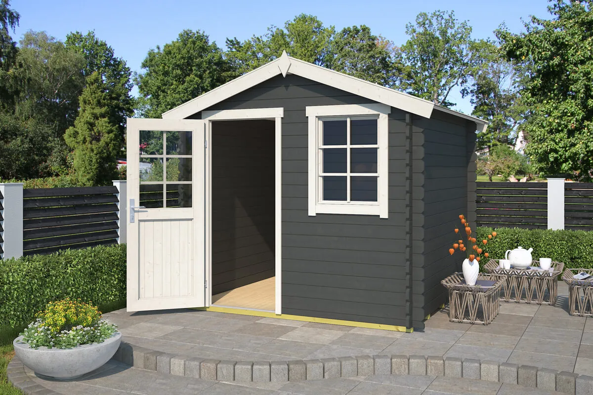 Outdoor Life Products | Tuinhuis Wels 230 x 230 | Gecoat | Carbon Grey-Wit