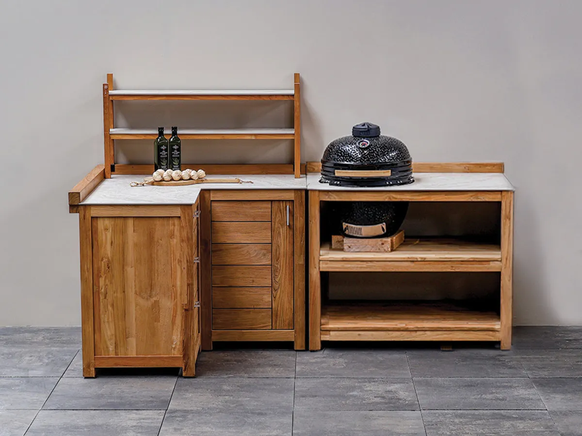 Passion Grills | Buitenkeuken Module Milano | Opstelling 21 | Albastro Cream