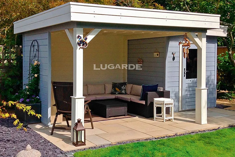 Lugarde | Tuinhuis op maat met overkapping PR9