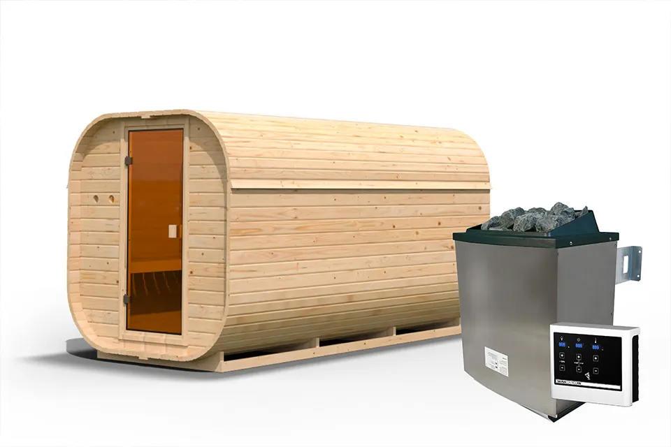 Karibu | Barrelsauna Quadro 3 | Kachel 9 kW Externe Bediening