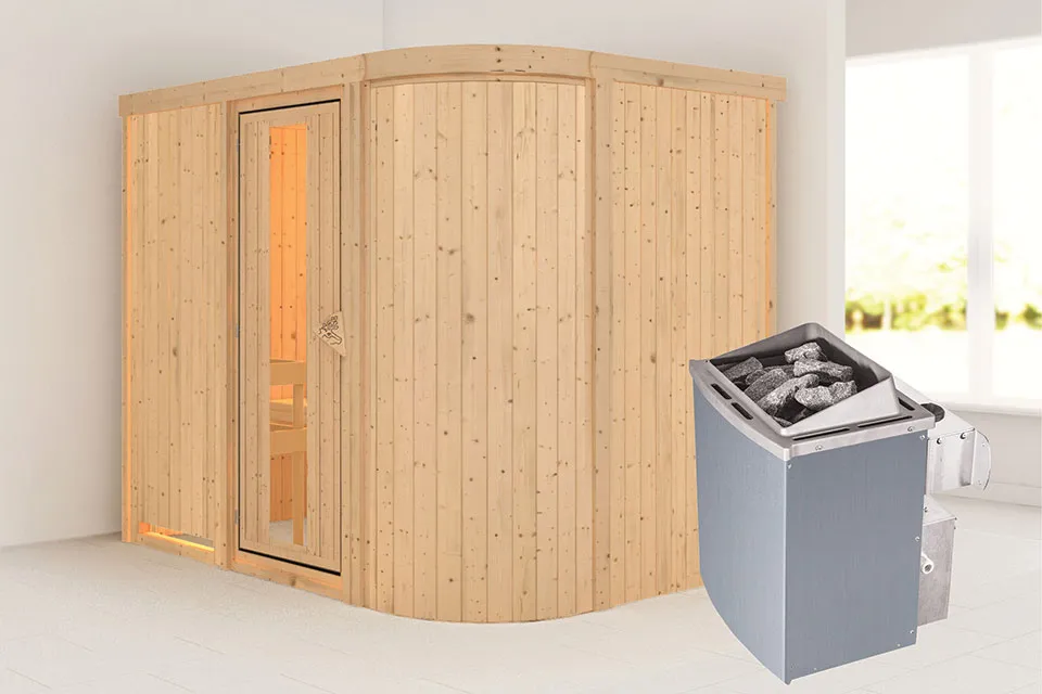 Karibu | Titania 4 Sauna | Energiesparende Deur | Kachel 9 kW Geïntegreerde Bediening