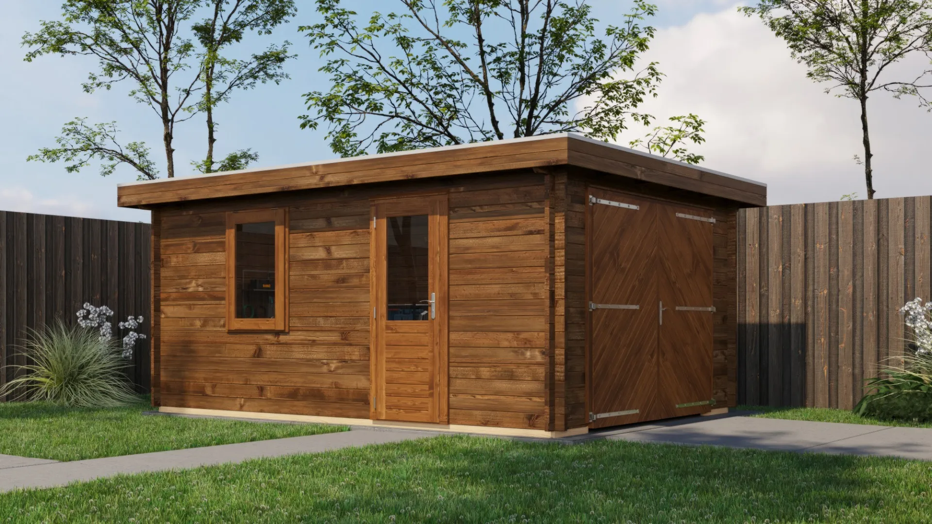 Lugarde Select | Tuinhuis Eibergen met Garagedeur 350 x 500 | Keteldruk Bruin
