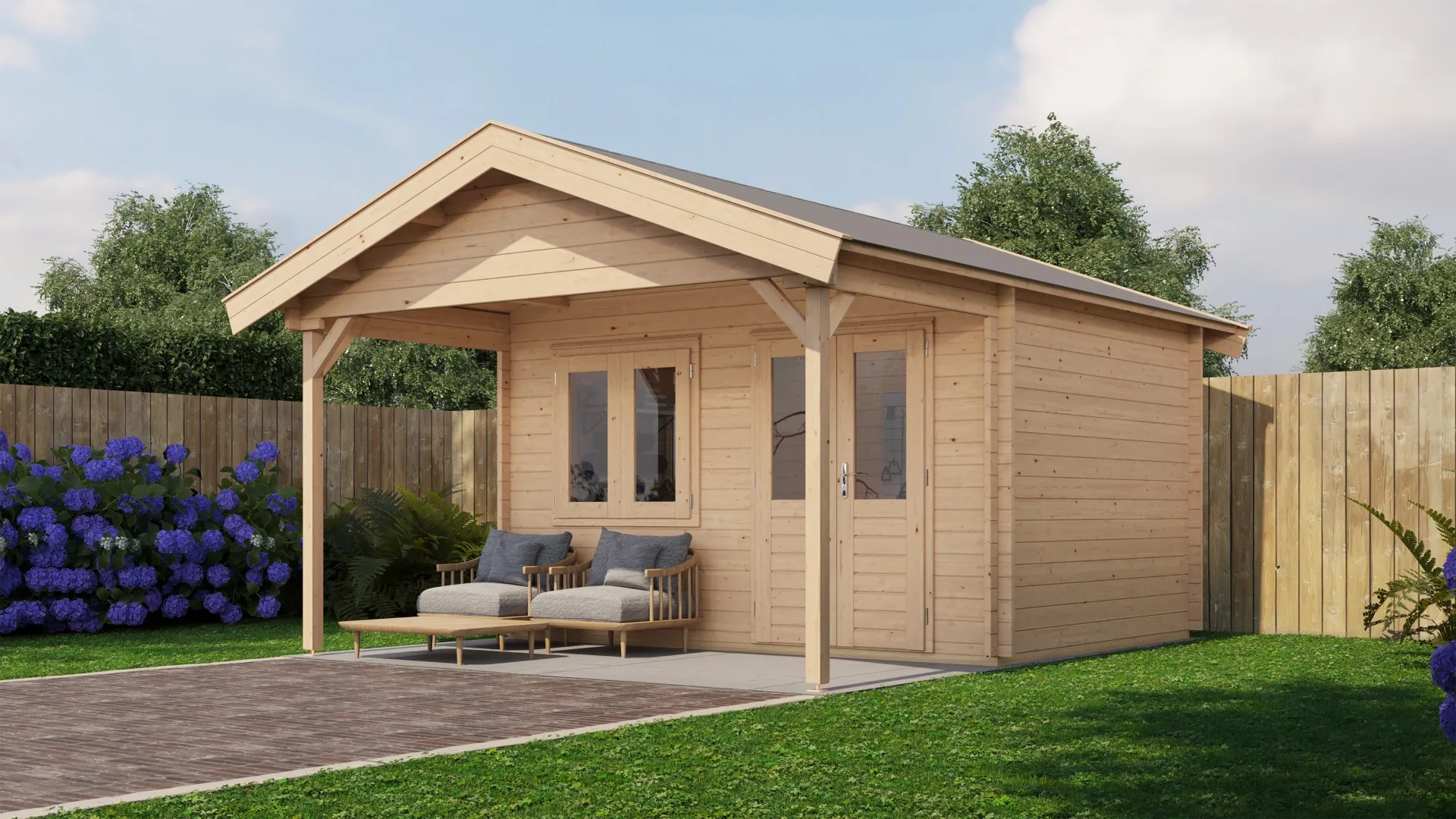 Lugarde Select | Tuinhuis Katwijk met Overkapping 400 + 200 x 300 | Onbehandeld