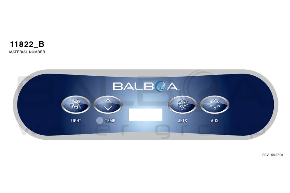 Balboa | Top Side Panel VL400 - Light, Temp, Jets, Aux