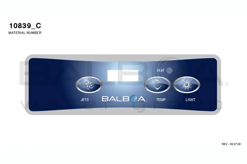 Balboa | Top Side Panel VL401 - Jets, Jets, Temp, Light