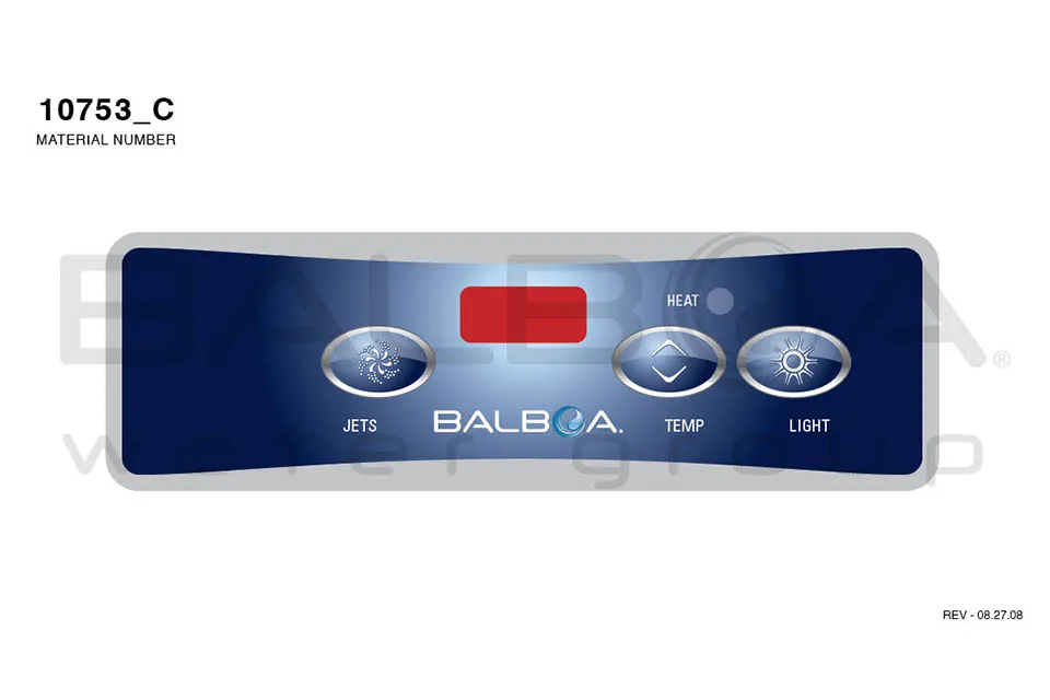 Balboa | Top Side Panel VL403 - Jets, Temp, Light